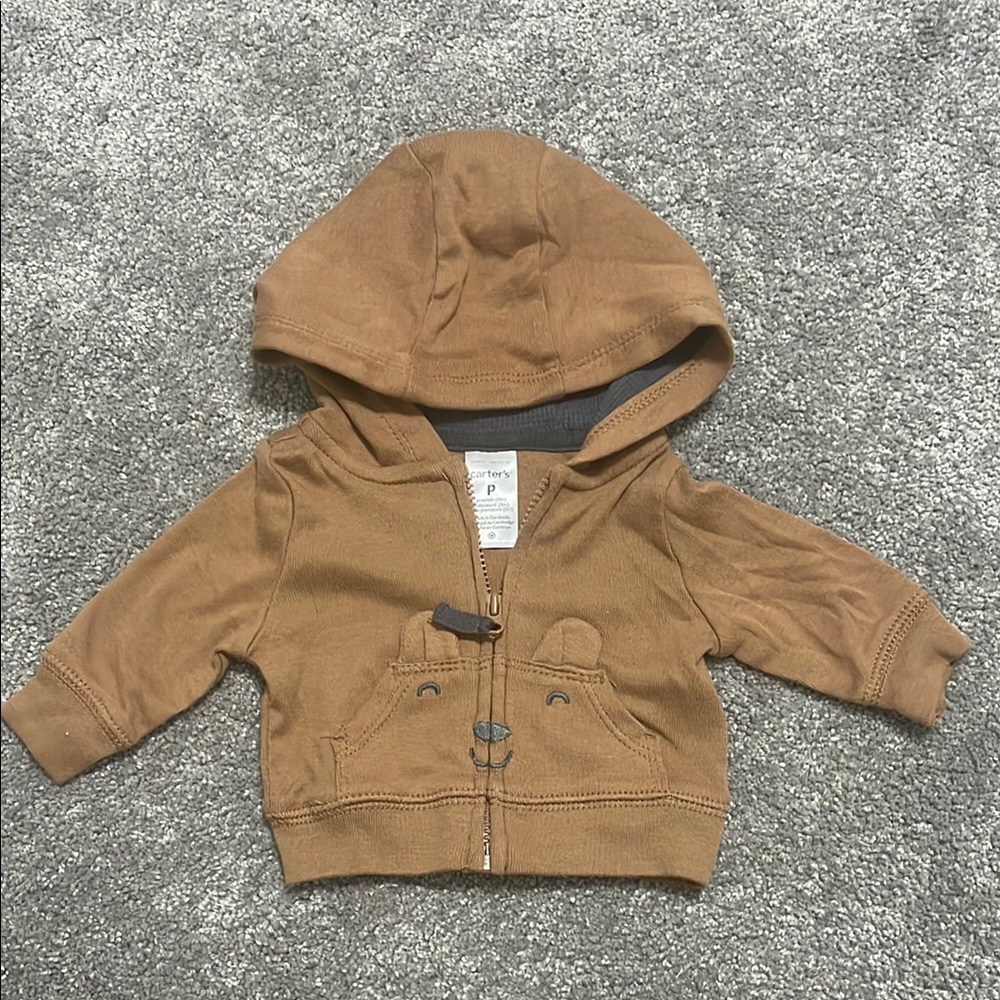 Carter's Preemie Baby Boy Brown Bear Hoodie for Babies
